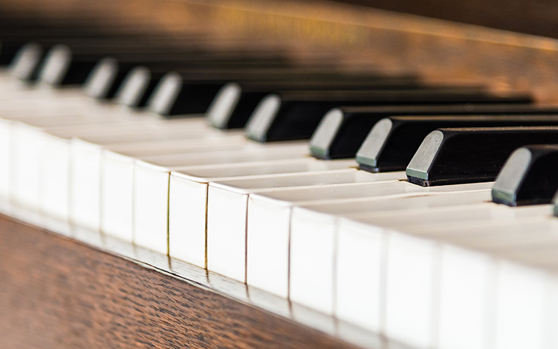 A close-up of a piano