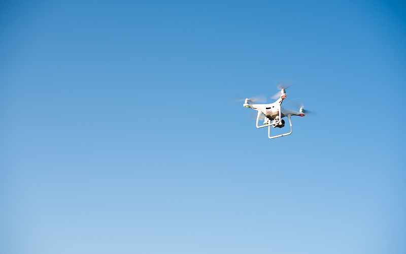 Drones flying
