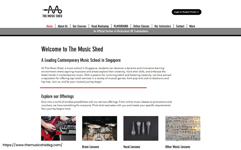 the website of The Music Shed