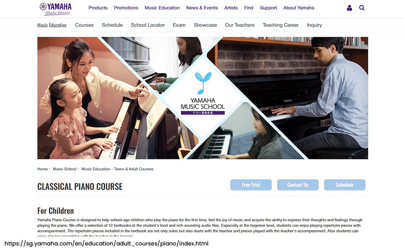 the website of The Yamaha Piano Course