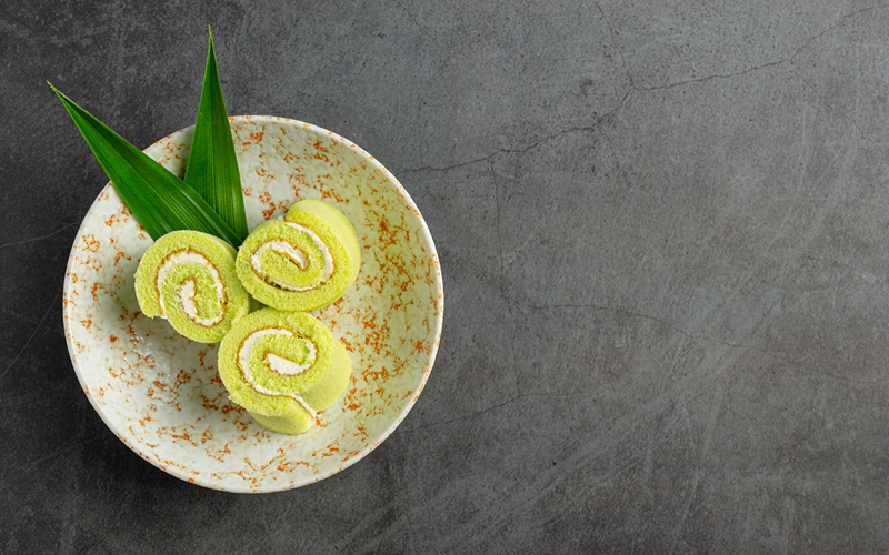 A matcha roll cake