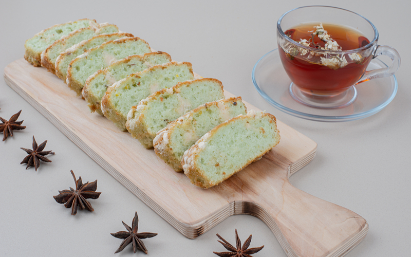 A pandan chiffon cake.