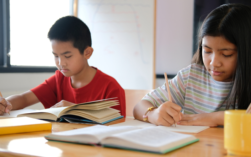 Image of a young students taking a test