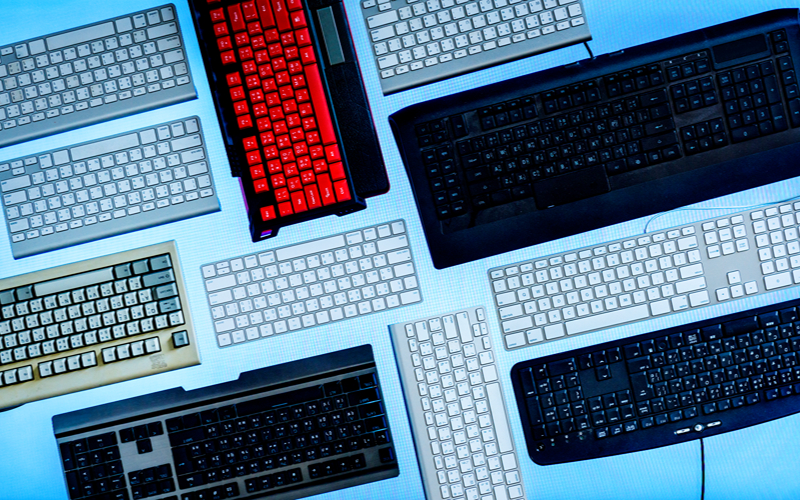 a collection of keyboards