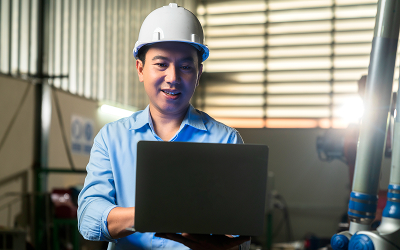 A mechanical engineer working