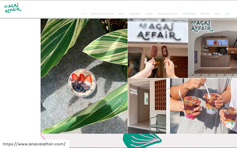 A screenshot of the website of An Acai Affair