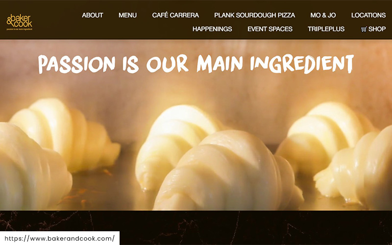 A screenshot of the website of Baker & Cook