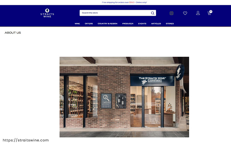 Small image of The Straits Wine Company ‘about us’ website page