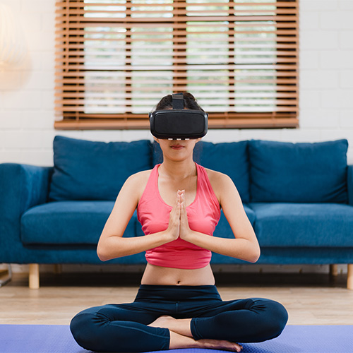 Small image of a person with an eye mask during yoga