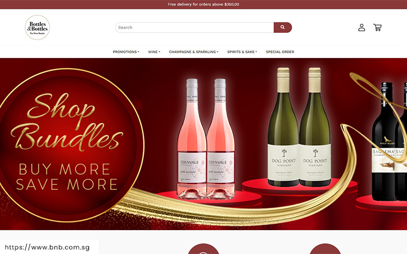 Small image of the Bottles and Bottles website homepage