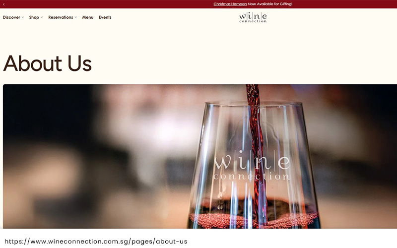 Small image of the Wine Connection website homepage