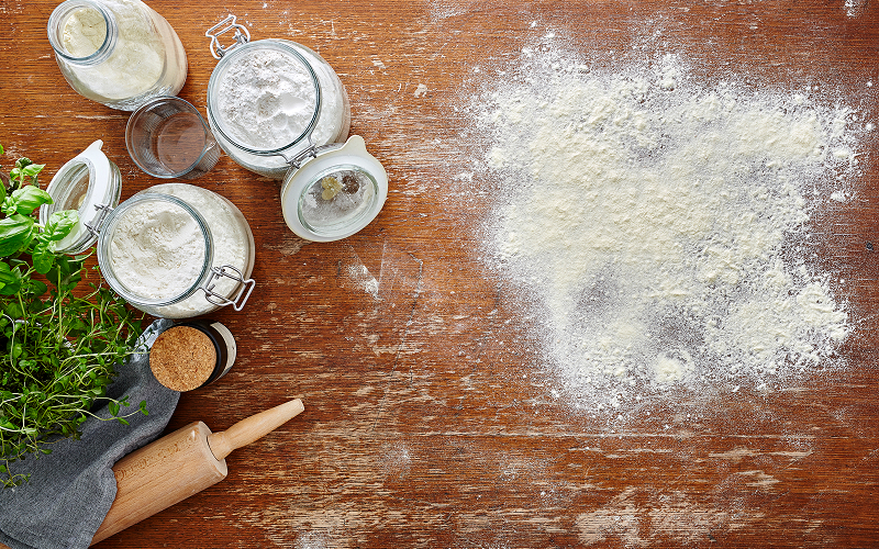 Spilt flour on the table