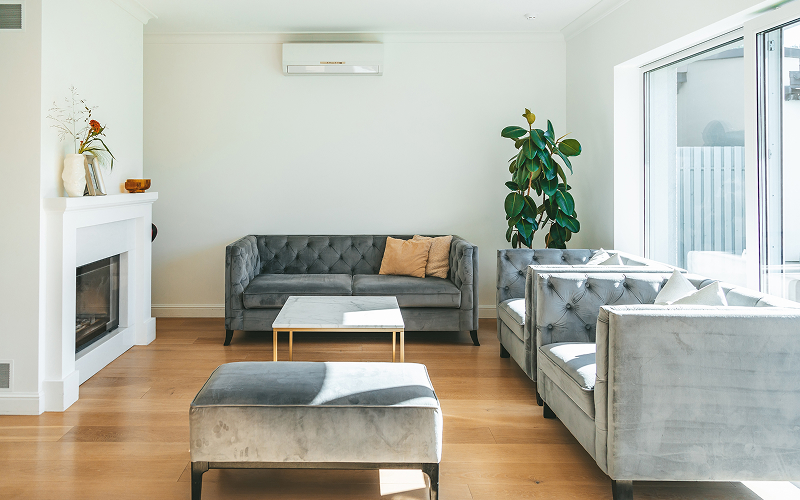 an aircon inside a living room