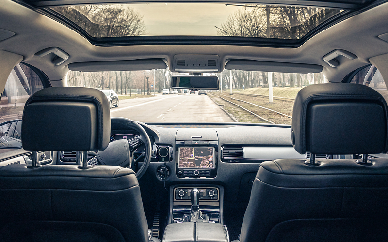 an interior of a modern automobile